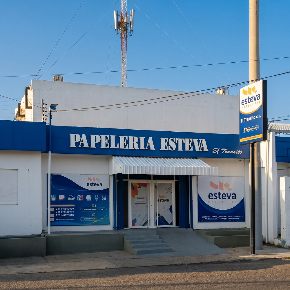 Fachada de las oficinas de papelería Esteva